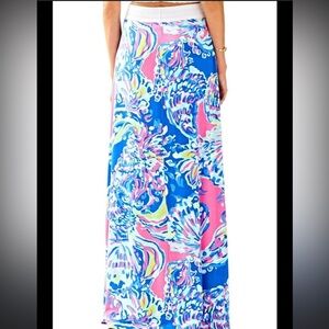 LILLY PULITZER NOLA BEACH MAXI SKIRT MULTI COASTAL RETREAT PINK BLUE size small